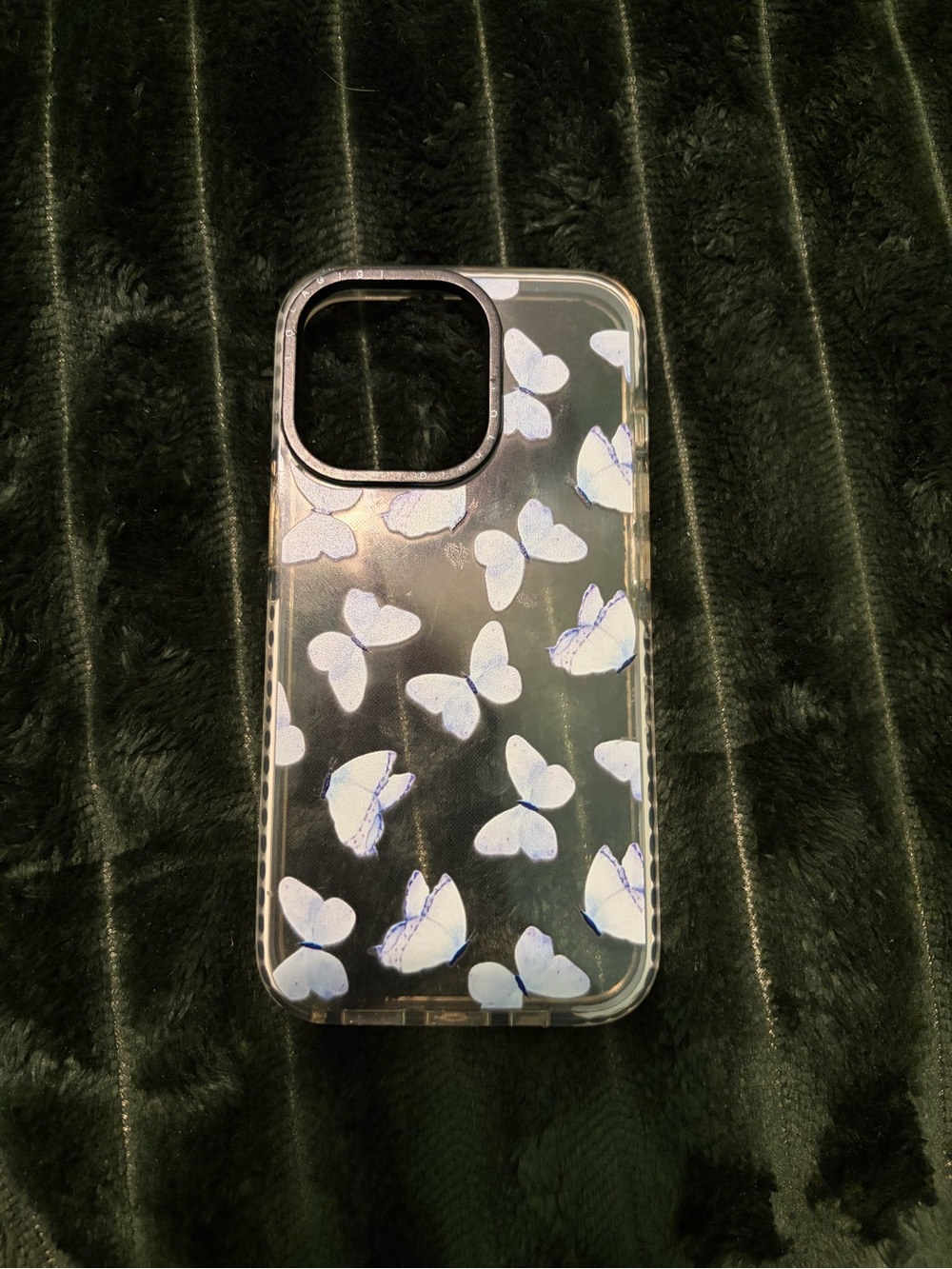 iPhone13 Pro Clear Butterfly Pattern Phone Case - Blue Butterflies